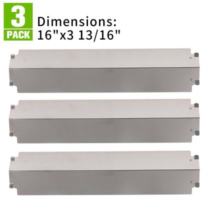 XHome 16” Heat Plate for Gas Grill, Stainless Steel Heat Shield Replacement for Charbroil 461262006,463248108 and 463268008 Grill Parts, Kenmore, Thermos, XPS Gas Grill, KL-H2(16x3 13/16 inch,3 Pack)