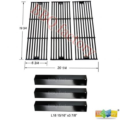 bbq factory Replacement Rebuild Kit fits Chargriller 3001,3008,3030,4000,5050,5252 Gas Grill Porcelain Steel Heat Plate, Porcelain coated Cast Iro Cooking Grid