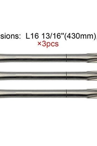 (3-pack) Universal Stainless Steel Replacement Straight Pipe Burner for Charmglow,Nexgrill,Costco Kirkland,Perfect Glo,Permasteel,Sterling Forge,and Other Grills(16 13/16"x1")