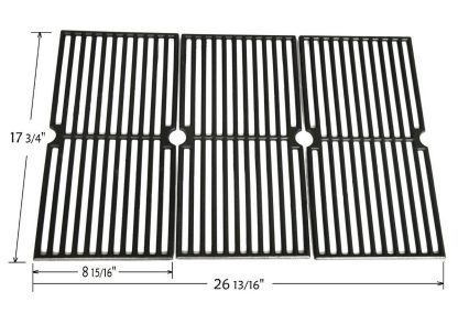 BBQ funland GI4103 Gloss Porcelain Coated Cast Iron Cooking Grid Replacement for Select Brinkmann and Charmglow Gas Grill Models, Set of 3