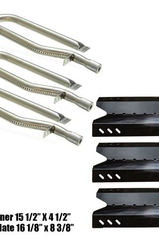 Bar.b.q.s Outdoor Gourmet Gas Grill Repair Kit Replacement Stainless Steel Burners and Porcelain Steel Heat Plates, 3 Pack