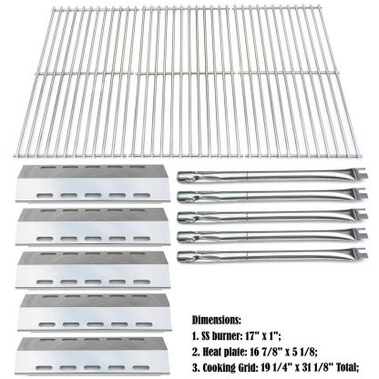 Bar.b.q.s Replacement Ducane 30400042,30400043,30558501 Gas Grill Burners,Heat Plates,Cooking Grid (SS Burner + SS Heat Plate + Solid Stainless Steel Cooking Grid)