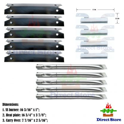 Direct store Parts Kit DG132 Replacement Gas Grill Brinkmann 810-1575-W Gas Grill Parts Kit (Stainless Steel Burner + Stainless Steel carry-over tubes + Porcelain Steel Heat Plate )