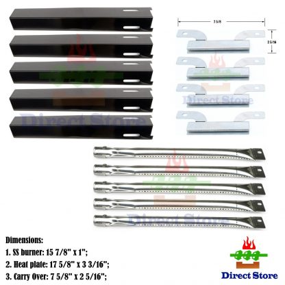 Direct store Parts Kit DG138 Replacement Brinkmann Heavy-Duty 810-8501-S Gas Grill Burners,Crossover Tubes, Heat Plates