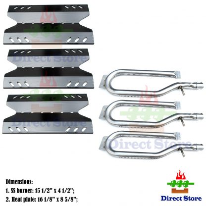 Direct store Parts Kit DG186 Replacement Outdoor Gourmet, Kenmore Sears, Sam's Club, BBQ Pro Gas Grill Burners, Heat Plates (SS Burner + Porcelain Steel Heat Plate)