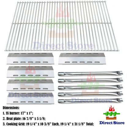 Direct store Parts Kit DG210 Replacement Ducane 30400042,30400043,30558501 Gas Grill Burners,Heat Plates,Cooking Grid (SS Burner + SS Heat Plate + Solid Stainless Steel Cooking Grid)