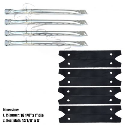 Edgemaster 4Pack Barbecue Repair Kit Stainless Steel Burners, Heat Plates Replacement For Select Smoke Hollow 7000CGS, 47180T, Outdoor Gourmet DLX2012, DLX2013, DLX2014 Gas Grill Models