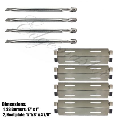 Edgemaster 4Pack Repair Kit Stainless Steel Grill Burners ,Heat Plates, Heat Shield Replacement For Select Bakers And Chefs, Grill Chef, Members Mark Gas Grill Models