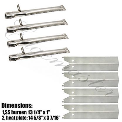 Edgemaster 4Pack Repair Kit Stainless Steel Grill Burners,Heat Plates, Heat Shield Replacement For Select BBQ Pro BQ04023, Outdoor Gourmet BO9LB1-32, BQ04022, BQ04024 Gas Grill Models
