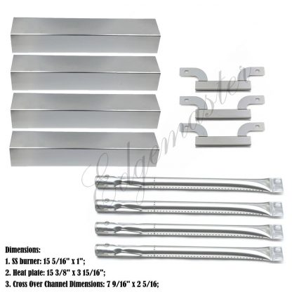 Edgemaster Brinkmann Gas Grill Repair KIT Parts SS Burner,SS Heat plate, Carry over Tubes For 810-2410-S, 810-1420-0 , 810-1470, 810-1470-0
