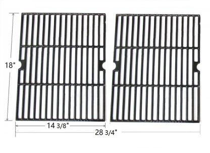 Edgemaster Pack of 2 Matte Cast Iron Cooking Grid Replacement for Select Gas Grill Models by Ducane Affinity, Grill Chef and Others