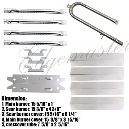 Edgemaster Replacement Kit of Stainless Steel Heat Plates Burners Crossover Tubes Fits Brinkmann 810-3660-S, 810-3661-F Gas Grill