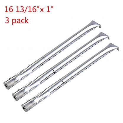 GASPRO GP-S361 Universal Straight Stainless Steel Pipe Burner Tube Set Replacement for Charmglow, Nexgrill, Costco Kirkland, Perfect Glo, Permsteel, Sterling Forge (16 13/16x1 inch)(3 Pack)
