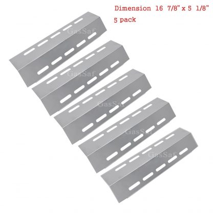 GASSAF 5-Pack Stainless Steel Heat Plate Shield Replacement for Select Ducane 5 Burner Gas Grill Models, Grill Replacement Parts(16 7/8" x 5 1/8")