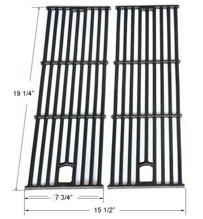 GI3182 Gloss Cast Iron Cooking Grid Replacement for Gas Grill Models Perfect Flame GSC3318 and GSC3318N, Set of 2