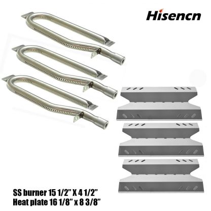 Hisencn Gas Grill Repair Kit SS Burner, Stainless Steel Heat Plate Parts -3pack Replacement For Members Mark BQ05046-6, BBQ Pro, Sam's Club, Outdoor Gourmet
