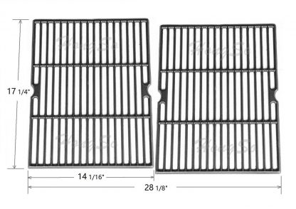 Hongso PCD252 Universal Matte Cast Iron Cooking Grid Replacement for Aussie 6703C8FKK1, 6804S8-S11, Brinkmann 810-9490-F, Nexgrill 720-0649 and other Gas Grill Models, Set of 2