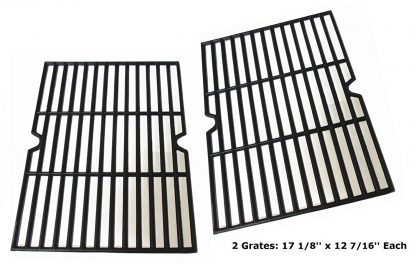 Hongso PCF162 Cast Iron Cooking Grid Grate Replacement for Grill Master 720-0737, Grill Chef, Nexgrill Gas Grill, Set of 2 (17 1/8 x 24 7/8 inches)