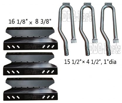 Hongso Repair Kit Replacement Burners and Heat Shields / Heat Plates for Select Gas Grill Models by BBQ Pro, Kenmore, Outdoor Gourmet, Sams Club and Others (SBF431-PPF431)