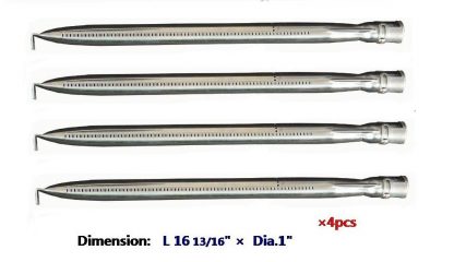 Hongso SBZ361 (4-pack) Universal Straight Stainless Steel Pipe Burner for Nexgrill, Charmglow, Costco Kirkland, Permasteel,Perfect Glo, Sterling Forge, and Other Grills (16 13/16"x1"dia)
