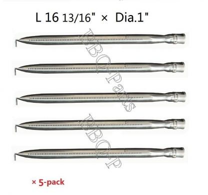 Hongso SBZ361 (5-pack) Universal Straight Stainless Steel Pipe Burner for Nexgrill, Charmglow, Costco Kirkland, Permasteel,Perfect Glo, Sterling Forge, and Other Grills (16 13/16"x1"dia)
