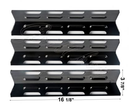 LFB71(3-pack) Universal Porcelain Steel Heat Plate /Heat Shield Replacement for Select Gas Grill Models By Kenmore, Master Forge and Others (16 1/8"x 3 7/8")