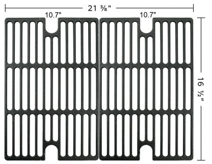 Music City Metals 67002 Matte Cast Iron Cooking Grid Replacement for Gas Grill Model Smoke Hollow 7000CGS, Set of 2