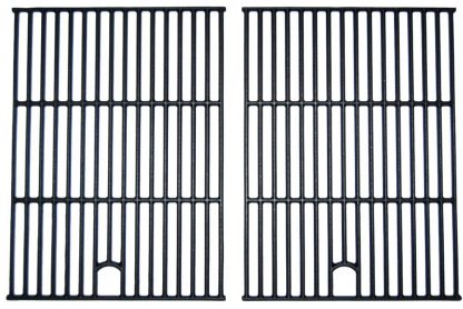 Music City Metals 67692 Matte Cast Iron Cooking Grid Replacement for Select Gas Grill Models by North American Outdoors, Perfect Flame and Others, Set of 2