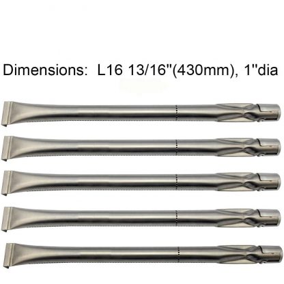 RE0361GB (5-pack) Stainless Steel Pipe Burner Replacement For Charmglow, Brander, Golden Grill, Jenn Air, Kirkland, Nexgrill, Permasteel, Perfect Glo, Pro Series, Sterling Forge, 16 13/16" L