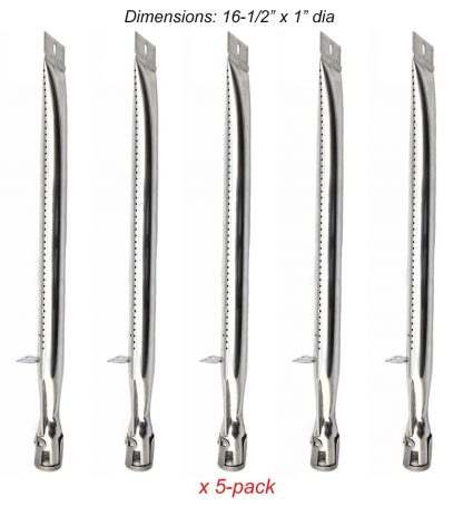 SB2411 (5-pack) Stainless Steel Straight Burner Replacement for Lowes BBQ Grillware, Charmglow, North American Outdoors and Perfect Flame Grills