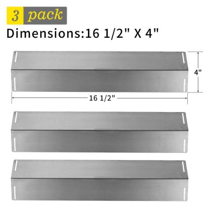 SHINESTAR Grill Replacement Parts for BBQ Grillware GGPL-2100, Charbroil, Master Forge, Uniflame and Others, 3-Pack 16 1/2 inch Stainless Steel Heat Shield Plate Tent Burner Cover Flame Tamer(SS-HP016