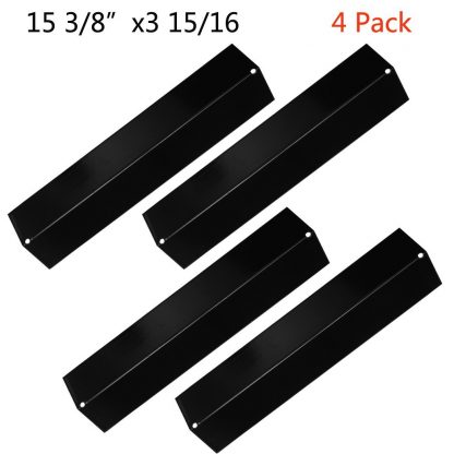 SUONA PT-10 Porcelain Steel BBQ Flame Tamer Burner Cover, Grill Heat Plate for Brinkmann Grill Replacement Parts, Heat Tent Shield Deflector,15 3/8 x 3 15/16 inch, 4-Pack