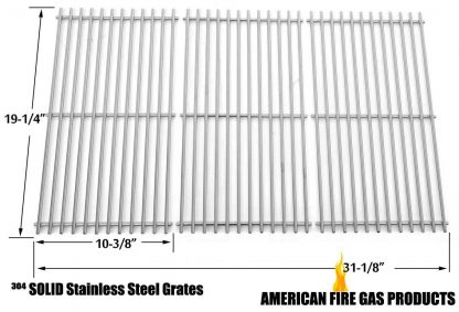 Stainless Steel Cooking Grid for Kirkland 720-0193, 720-0432, Ducane 30400042, 30400043, 3040042 & Jenn-Air 720-0512, 730-0337, 740-0141, 720-0337 Gas Models, Set of 3