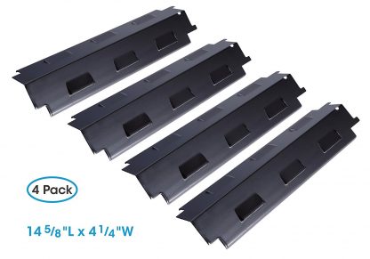 Unicook Porcelain Grill Heat Plate 4 Pack, Grill Replacement Parts, 14-5/8"L Steel Heat Tent, Heat Shield Plate, Grill Burner Cover, Flame Tamer, Flavorizer Bar for BBQ Gas Grill