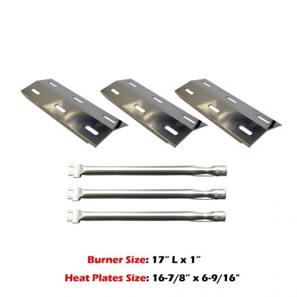 Uniflasy 3-Pack Gas Grill Repair Replacement Parts Kit Stainless Steel Burners & Heat Shield Plate for Ducane 3 Burner Gas Grills