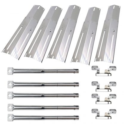 Uniflasy Stainless Steel Grill Burners, Heat Plates & Crossover Tubes for Brinkmann 5 Burner Grill Models 810-3660-S, 810-1750-S, 810-4580-S, 810-2511-S