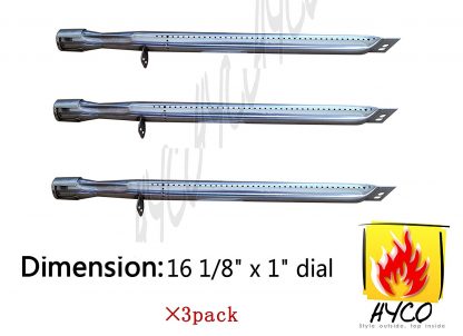 Vicool 16 1/8" x 1" Universal Barbecue Replacement Straight Stainless Steel Pipe Tube Burner for Outdoor Gourmet DLX2012, Uniflame GBC091W, Smoke Hollow 47180T, 7000CGS Model Grills, hy18311, 3-pack
