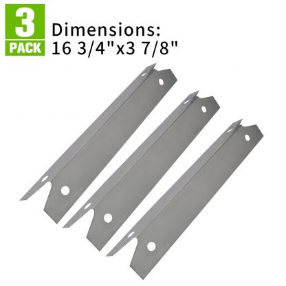 XHome 3 Pack Stainless Steel Gas Grill Heat Plate/Shield for Brinkmann Grill Zone Replacement Parts 810-6345t and Charmglow 810-7400-S Replacement Grill Parts,KL-H4 (16 3/4 x 3 7/8 inch)