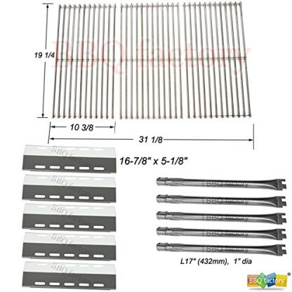 bbq factory® Replacement Ducane 30400042, 5 Burner Gas Grill Stainless Steel Burners ,Stainless Steel Heat Plates&Stainless Steel Cooking Grid