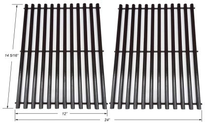 BBQ funland GP1302 Gloss Porcelain Steel Cooking Grid Replacement for Select Gas Grill Models by Arkla, Charmglow, Kenmore and Others, Set of 2