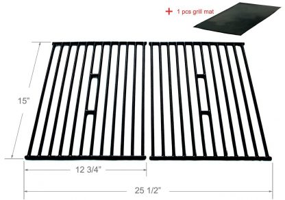 BBQ funland GP4362 Porcelain Coated Cast Iron Cooking Grid Replacement for Select Gas Grill Models by Broil King, Broil-Mate and Others, Set of 2