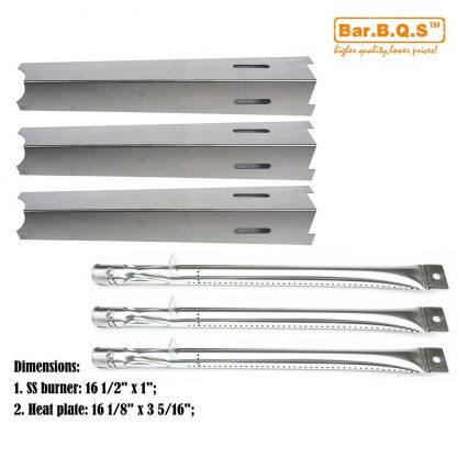 Bar.b.q.s 3pack Stainless Steel Heat Plate & Burners Replacement for Select Gas Grill Models North American Outdoors BB10571A, BB10769A, BB10807A, and BBQ Grillware GSC2418, GSC2418N , 92411 ,12411