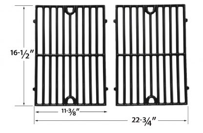 Gloss Cast Iron Cooking Grid for Grand Cafe, Hamilton Beach, Ellipse 2000LP, ProChef, Vermont Castings and Kenmore 141.152270, 141.152271, 141.15337 Gas Grill Models, Set of 2