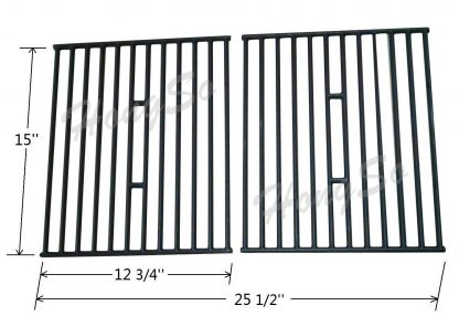 Hongso PCD362 Matt Cast Iron Cooking Grid Replacement for Select Gas Grill Models by Broil King, Broil-Mate and Others, Set of 2