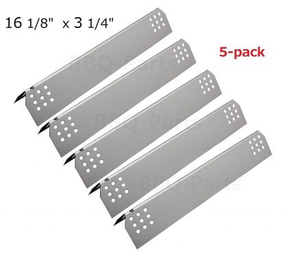Hongso SPG451 (5-pack) Stainless Steel Heat Plates, Heat Shield, Heat Tent, Burner Cover Replacement for Gas Grill Model Kitchen Aid 720-0745, Jenn Air Gas Barbecue Grills