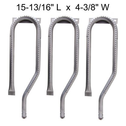 LURIS YB817(3-pack) Barbecue Replacement Stainless Steel Burner for Jenn Air 720-0336, 720-0337, 740-0142, Nexgrill, Sams Club and Members Mark Gas Grill Models (15 13/16" x 4 3/8")