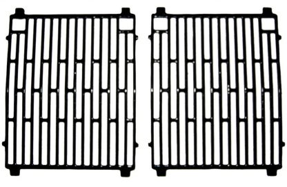 Music City Metals 61702 Gloss Cast Iron Cooking Grid Replacement for Select Gas Grill Models by Arkla, Broil King and Others, Set of 2