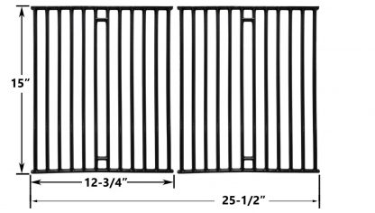 Porcelain Cast Iron Cooking Grid for Broil-King 945584, Broil-Mate 115554, 115557, Huntington, Sterling 1155-54, 1155-57 and Silver Chef Gas Grill Models, Set of 2