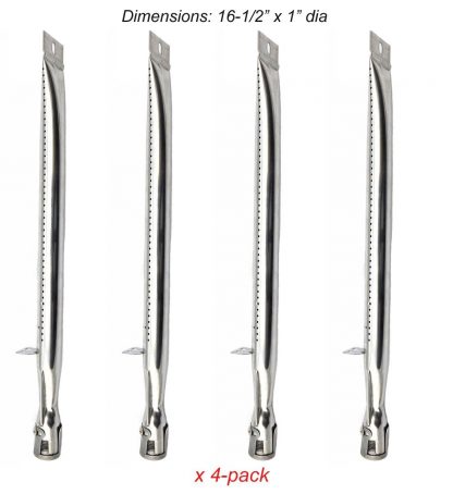 SB2411 (4-pack) Stainless Steel Straight Burner Replacement for Lowes BBQ Grillware, Charmglow, North American Outdoors and Perfect Flame Grills