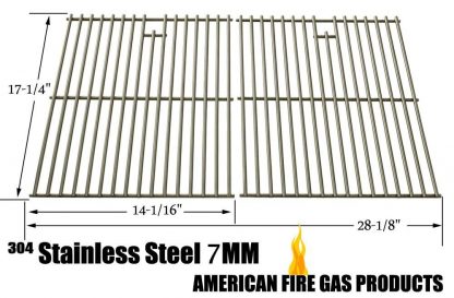 Stainless Steel Cooking Grid for Aussie 6703C8FKK1, 6804S8-S11, 6804T8KSS1, 6804T8UK91, Brinkmann 810-9490-F, 810-8425-S, 810-9490-0 and Grill Chef SS72B Gas Grill Models, Set of 2